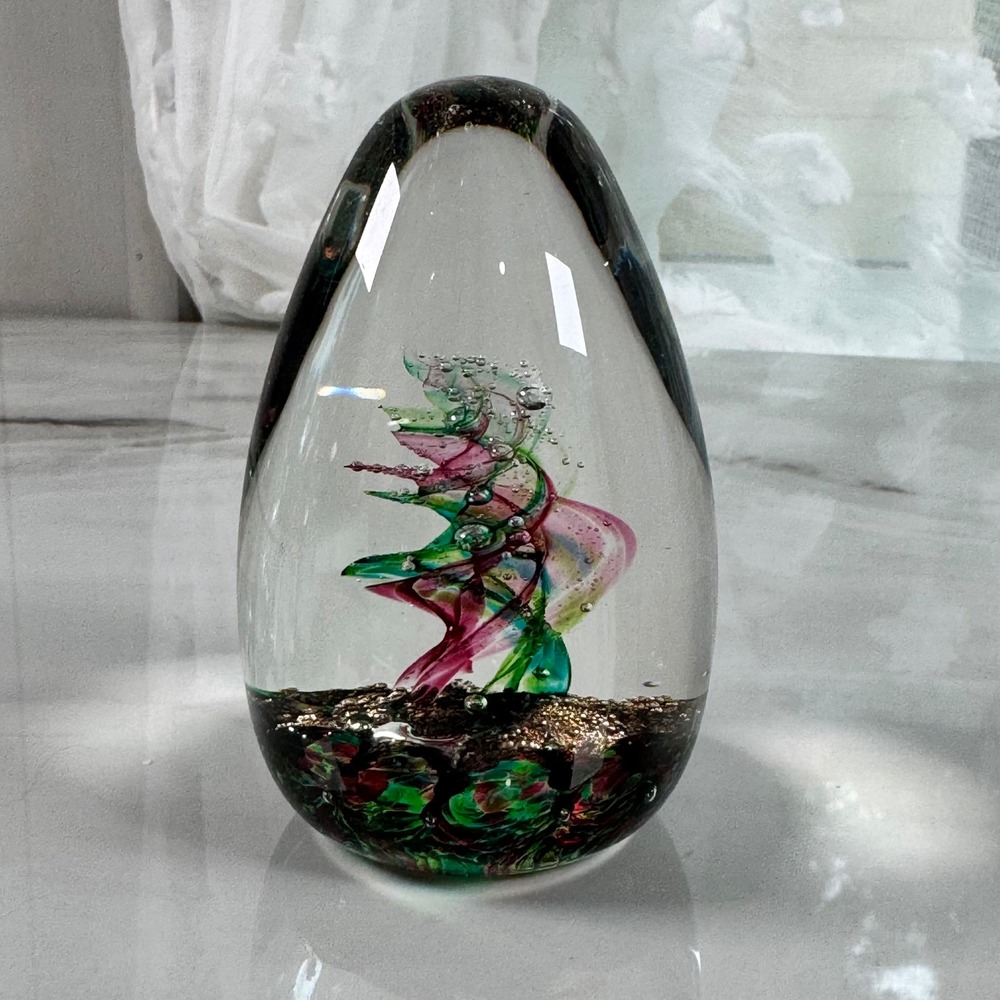 Selkirk Glass Scotland Paperweight Emerald Dance 1993 Handmade Art Glass Signed